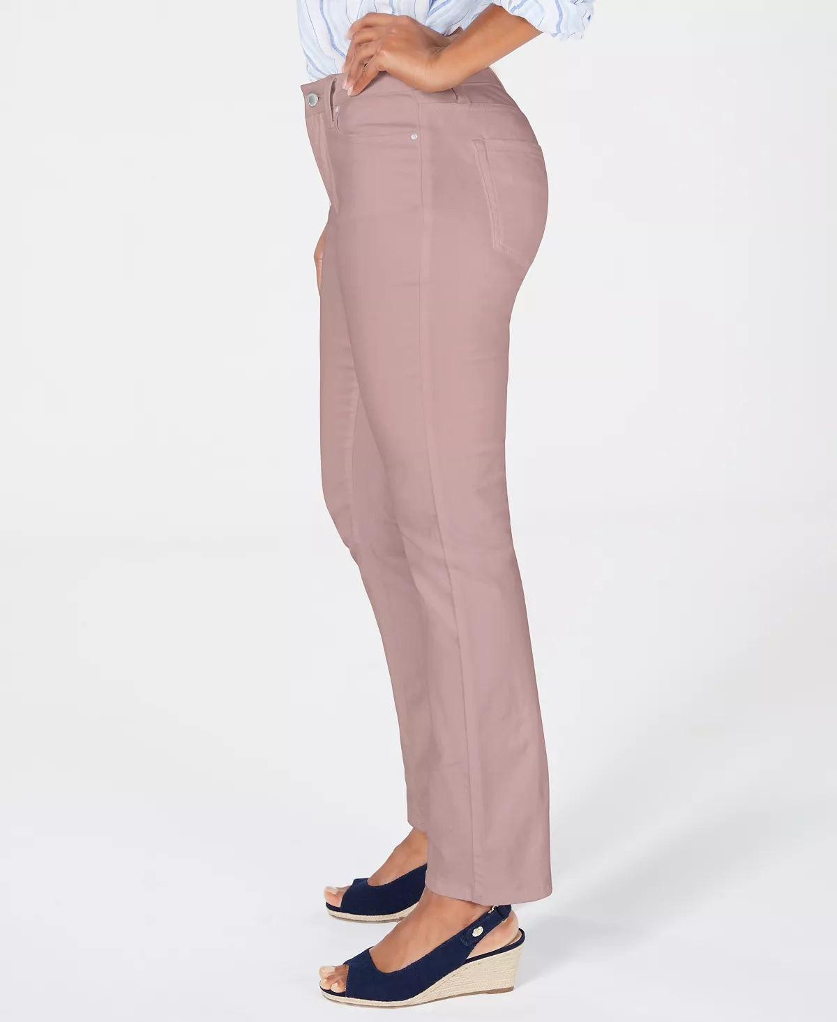 Calça jeans feminina Charter Club Lexington reta rosa tamanho 10 pequena