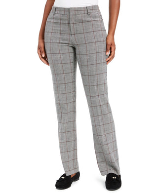 Charter Club Women's Plaid Straight-Leg Pants Gray Size 16 Petite