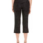 Calça capri feminina estampada com controle de barriga JM Collection, preta, tamanho pequeno