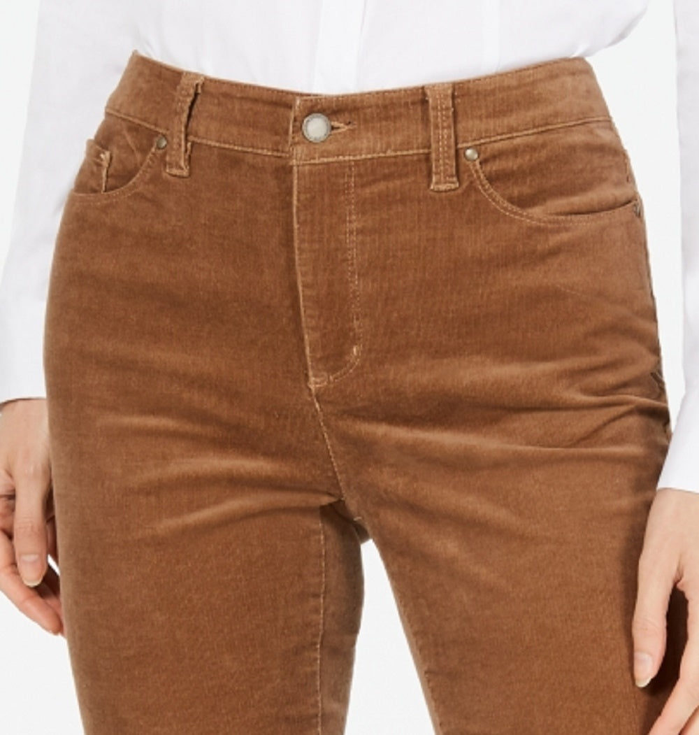 Calça de veludo cotelê feminina Lexington reta Charter Club, marrom, tamanho 16, pequena