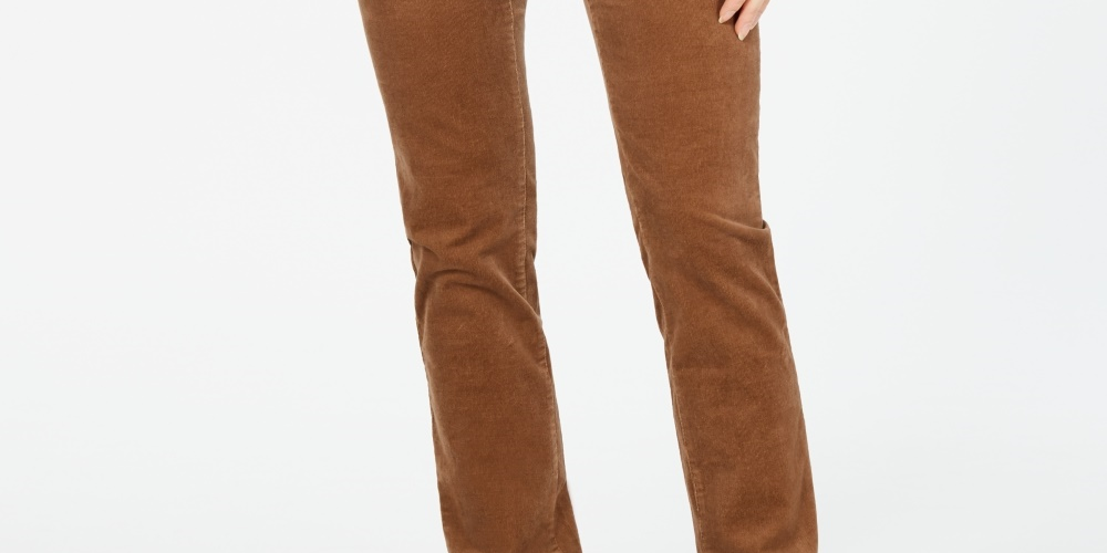 Calça de veludo cotelê feminina Lexington reta Charter Club, marrom, tamanho 16, pequena