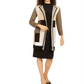 Cardigan feminino Kasper com bloco de cores e frente aberta, tamanho médio