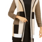 Cardigan feminino Kasper com bloco de cores e frente aberta, tamanho médio