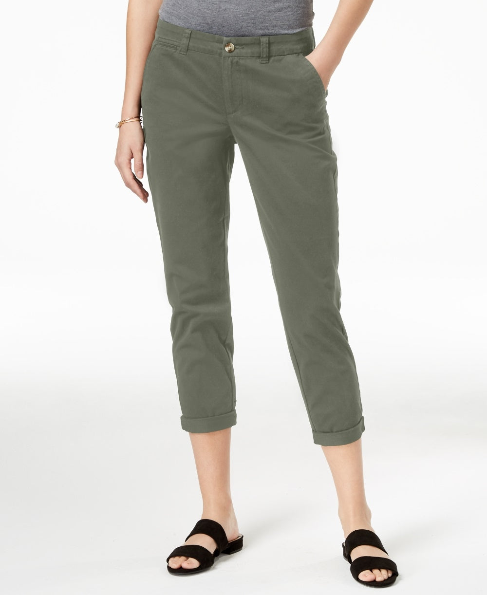 Calça feminina slim Maison Jules, verde, tamanho 16