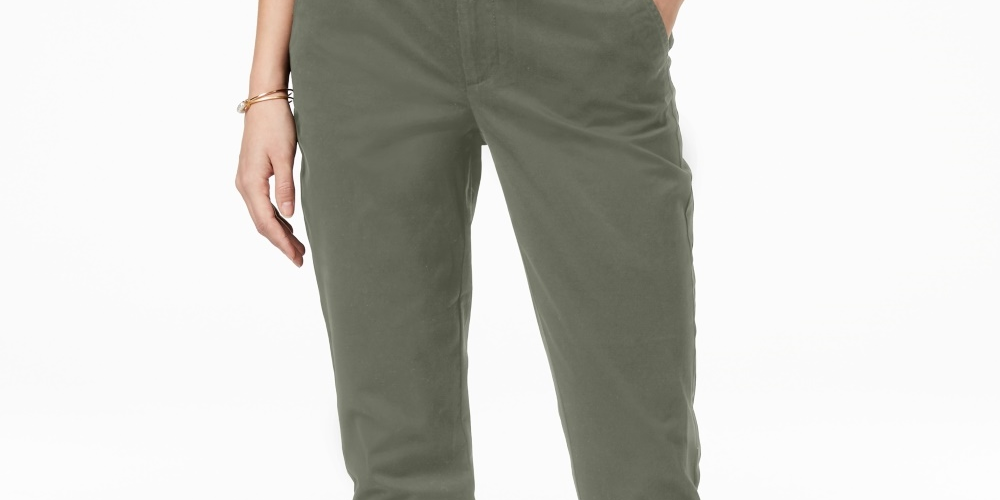 Calça feminina slim Maison Jules, verde, tamanho 16