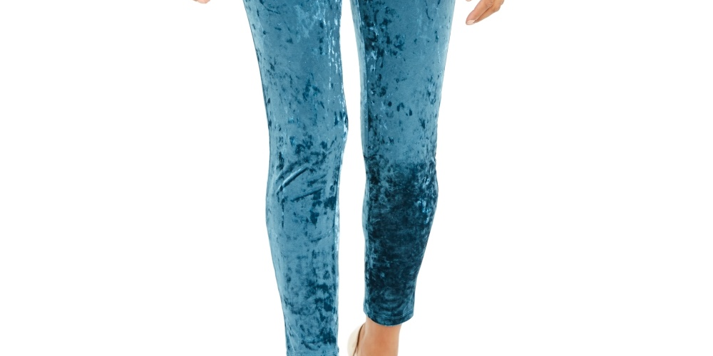 Leggings de veludo elástica Thalia Sodi para mulheres, azul, tamanho grande