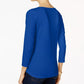 Charter Club Blusa feminina com decote canoa e botões, azul, tamanho extrapequeno