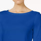 Charter Club Blusa feminina com decote canoa e botões, azul, tamanho extrapequeno