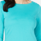 Charter Club Blusa feminina com decote canoa e botões nos ombros, azul, tamanho extragrande