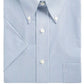 Camisa social masculina Club Room Classic/Regular Fit Stretch Bengal Stripe Manga Curta Azul Marinho Tamanho 14,5