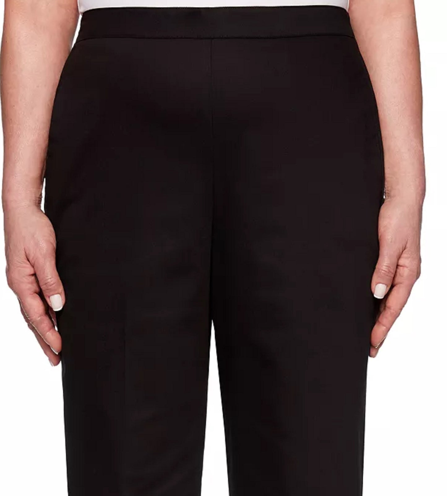 Calça feminina Alfred Dunner de cetim, preta, tamanho 10P
