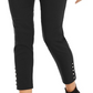 Calça cropped feminina Thalia Sodi com bainha de botão, preta, tamanho médio