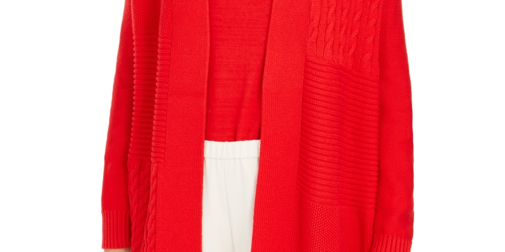 Cardigan feminino pequeno com patchwork Charter Club, vermelho, tamanho PXL