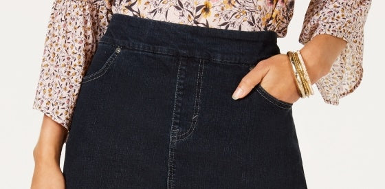 Saia-calça feminina estilo &amp; co, azul, com bainha desfiada, tamanho PS