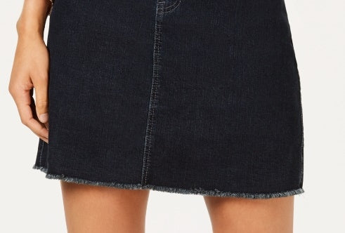 Saia-calça feminina estilo &amp; co, azul, com bainha desfiada, tamanho PS