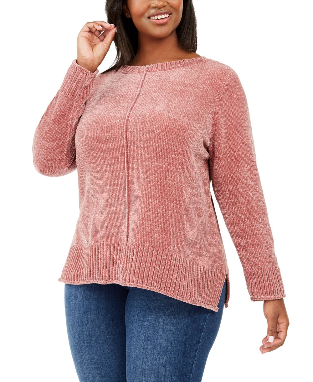 Suéter feminino plus size de chenille estilo &amp; co roxo tamanho 3X