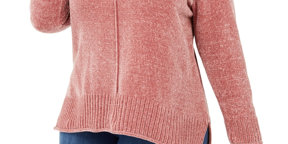 Suéter feminino plus size de chenille estilo &amp; co roxo tamanho 3X