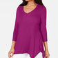 JM Collection Top feminino com decote em V e bainha em lenço, rosa, tamanho extrapequeno