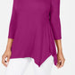 JM Collection Top feminino com decote em V e bainha em lenço, rosa, tamanho extrapequeno