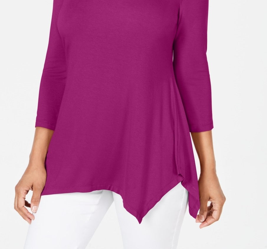 JM Collection Top feminino com decote em V e bainha em lenço, rosa, tamanho extrapequeno