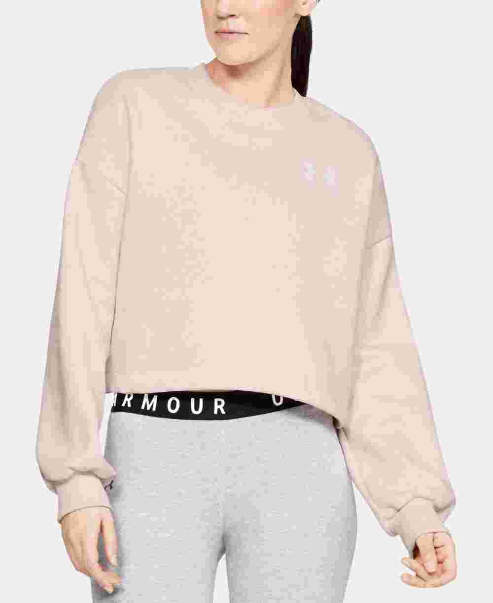 Moletom feminino Under Armour Rival Fleece Cropped Rosa Tamanho Médio