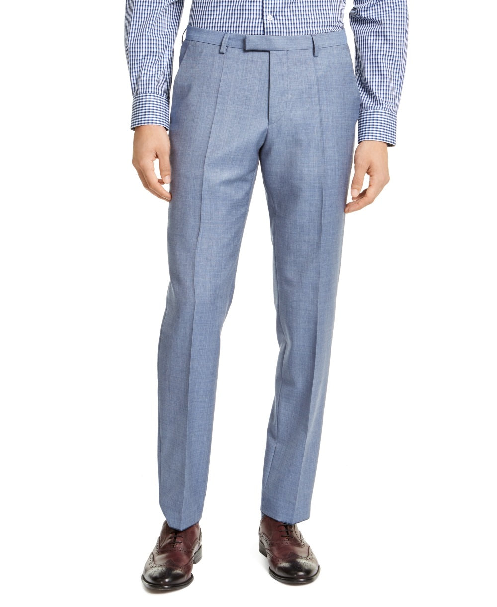 Calça de terno masculina Hugo Slim Fit Stepweave azul tamanho 40
