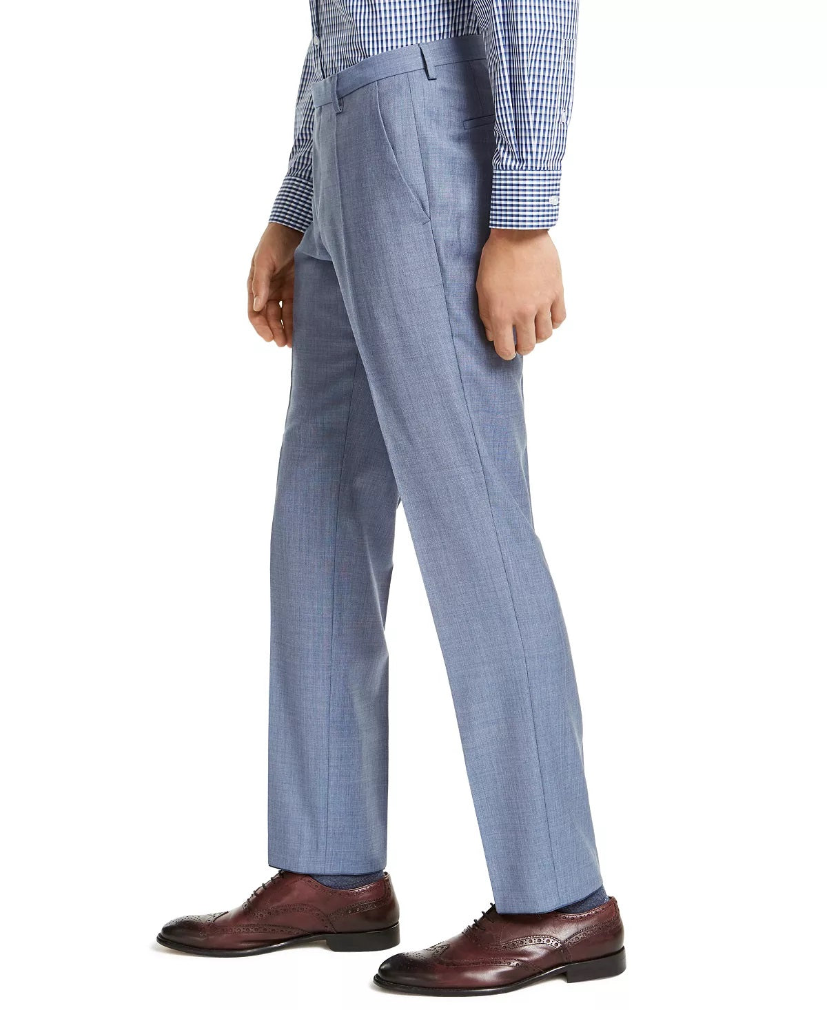 Calça de terno masculina Hugo Slim Fit Stepweave azul tamanho 40