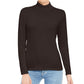 Blusa feminina estilo &amp; co com gola falsa marrom tamanho extragrande