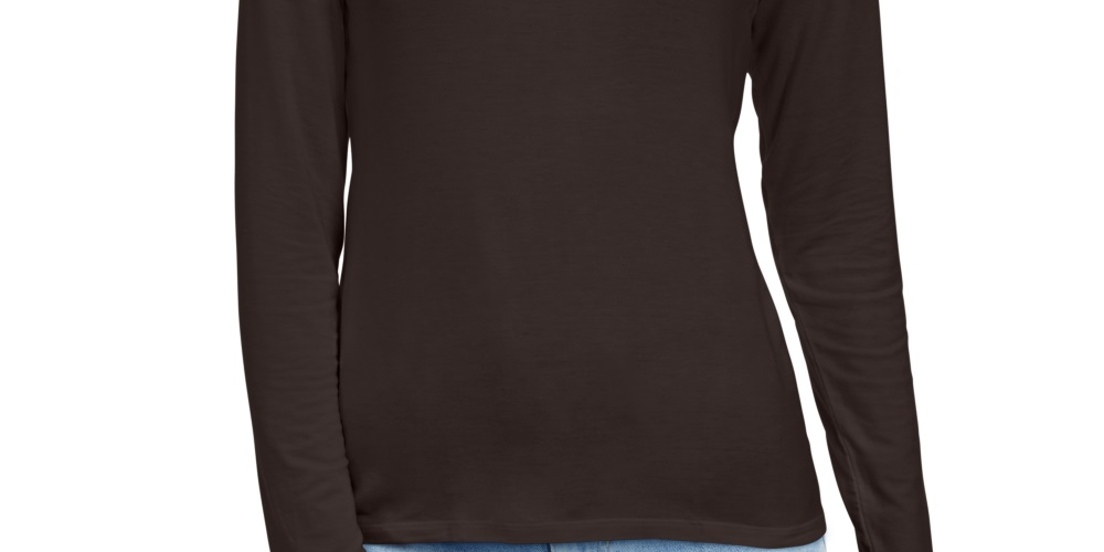 Blusa feminina estilo &amp; co com gola falsa marrom tamanho extragrande