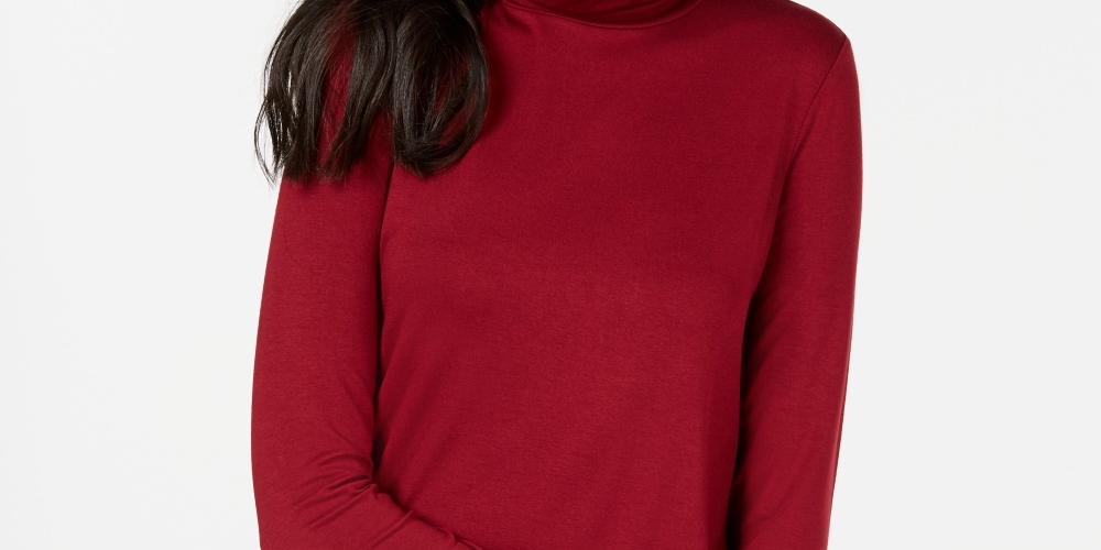 Blusa feminina de gola alta JM Collection, vermelha, tamanho PL