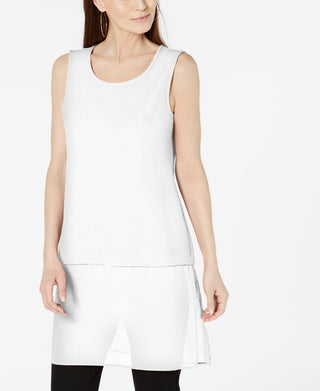 Túnica Alfani Feminina Petite com Camadas Branca Tamanho PL