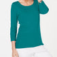 Blusa feminina Karen Scott de algodão com decote redondo, verde, tamanho PXL