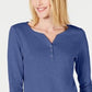 Karen Scott Top Henley de Algodão Feminino Azul Tamanho P