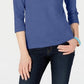 Karen Scott Top Henley de Algodão Feminino Azul Tamanho P