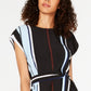 Vestido midi listrado com cinto Alfani feminino, preto, tamanho 2, pequeno