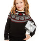 Suéter feminino Fair Isle Family para meninas, preto, tamanho 6