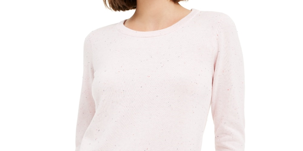 Suéter feminino salpicado Maison Jules rosa tamanho grande