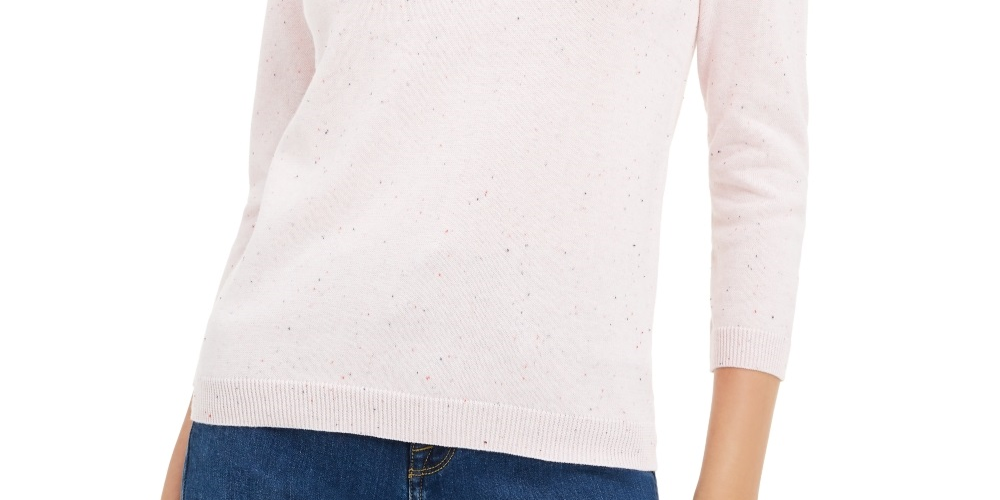 Suéter feminino salpicado Maison Jules rosa tamanho grande