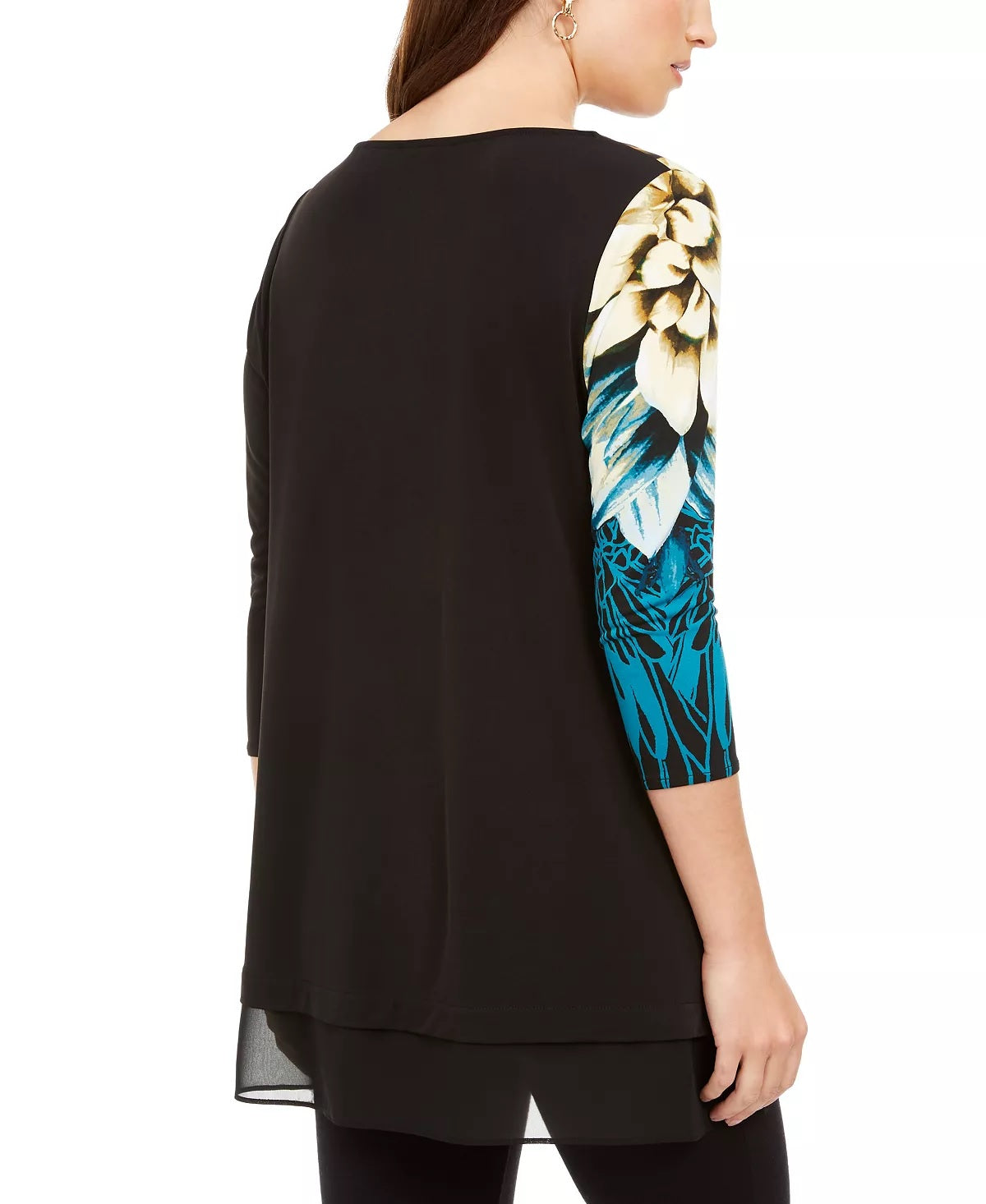 Blusa feminina Alfani Bold Floral Preta Tamanho PL