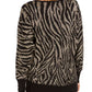 Suéter feminino com estampa de zebra em jacquard da coleção JM, preto, tamanho médio
