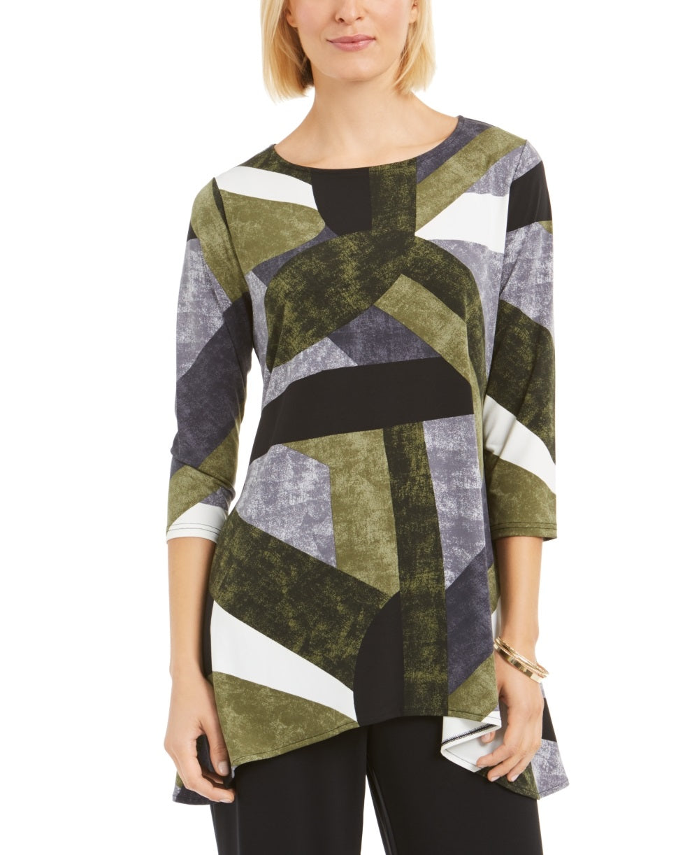 Blusa feminina estampada Alfani, verde, tamanho PXL