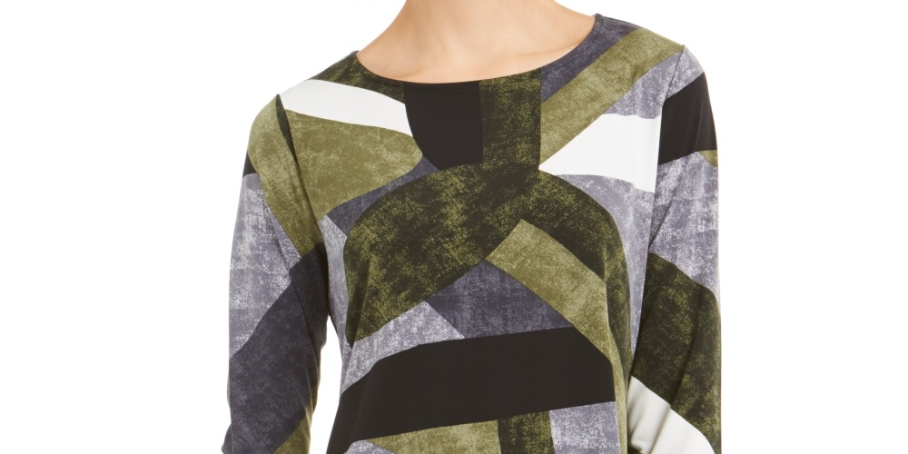 Blusa feminina estampada Alfani, verde, tamanho PXL