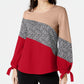 Blusa feminina Alfani com estampa de blocos de cores e mangas amarradas, preta, tamanho pequeno G