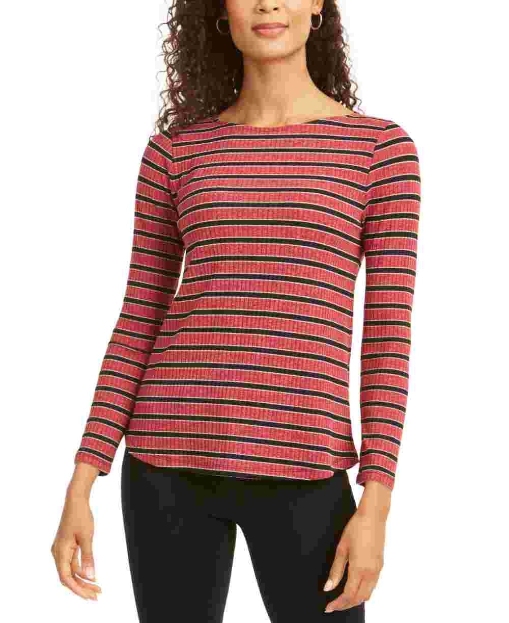 Charter Club Women's Heather Long-Sleeve Top Vinho Tamanho X-Large