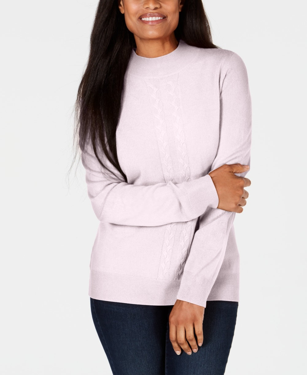 Karen Scott Suéter Feminino de Tricô com Gola Redonda Rosa Tamanho Pequeno Médio