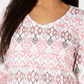 Blusa feminina estampada com decote em V Karen Scott, branca/rosa, tamanho grande