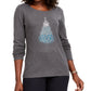 Camiseta feminina Karen Scott de algodão com estampa de Natal, tamanho P, cor carvão