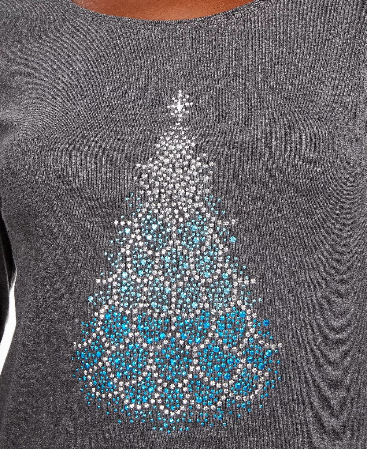 Camiseta feminina Karen Scott de algodão com estampa de Natal, tamanho P, cor carvão