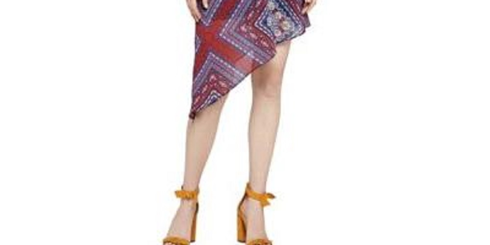 Vestido de coquetel feminino estampado com ombros descobertos, tamanho médio, vermelho, BCBGeneration