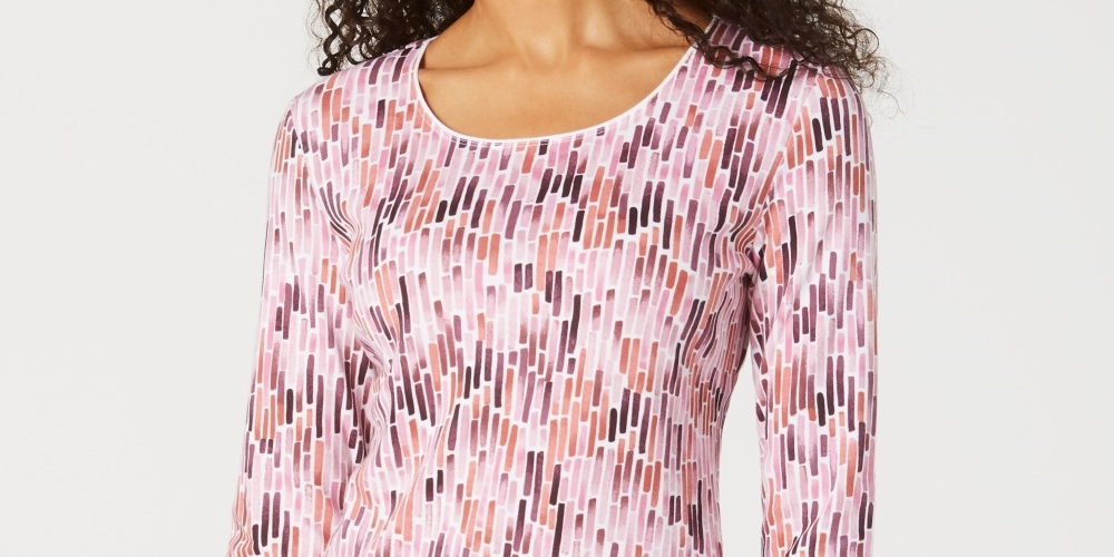 Karen Scott Blusa Feminina Estampada Aquarela Vermelha Tamanho Médio